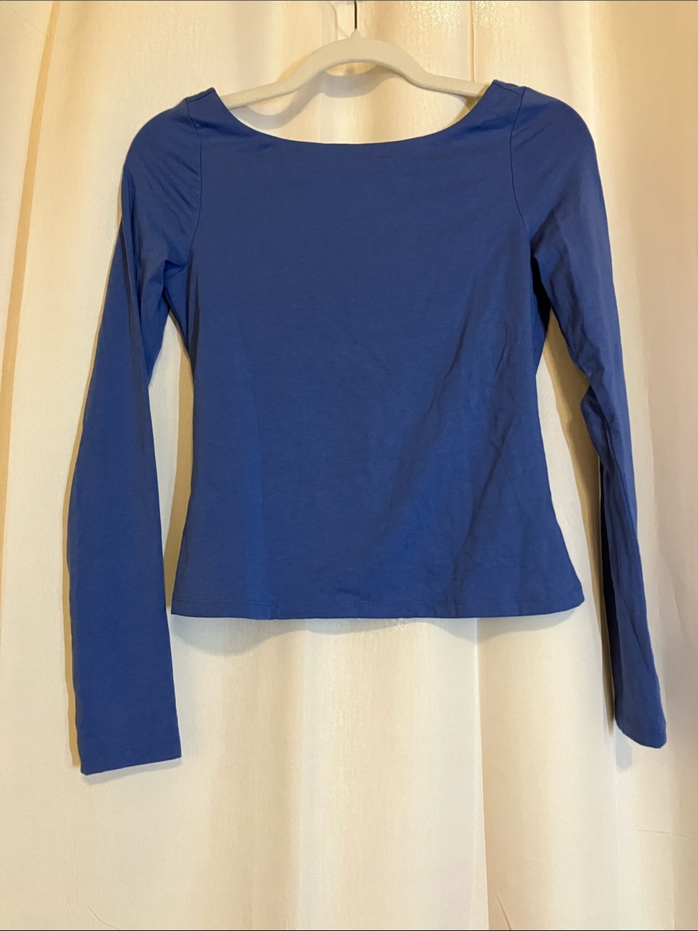 Women’s Long-Sleeve Boatneck Scoop Back Top in Blue